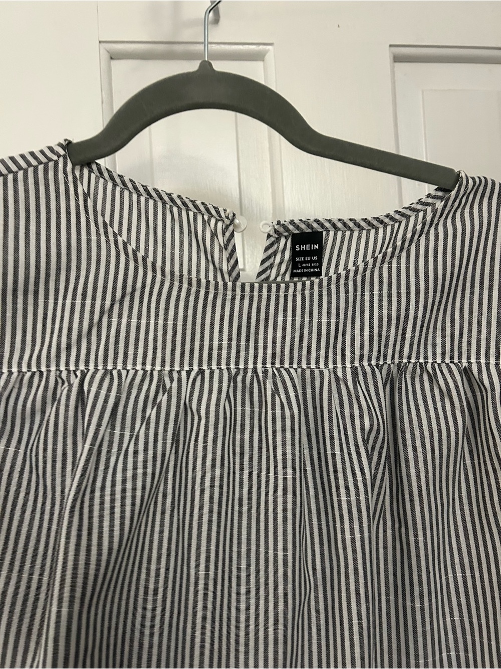SHEIN Black and White Striped Peasant Blouse